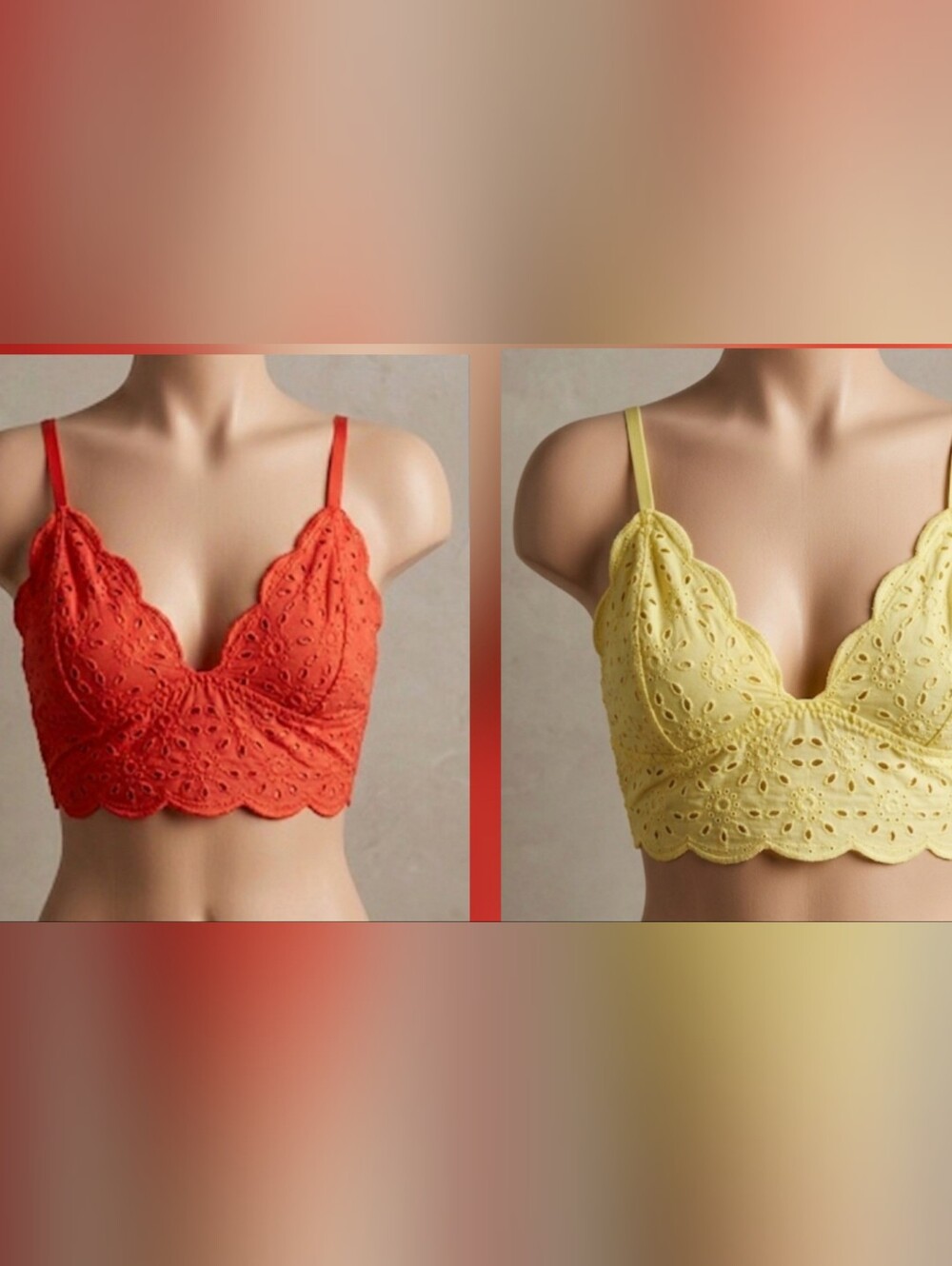 Set Of 2 Bras NWT yellow & red size med Jasmine & Ginger